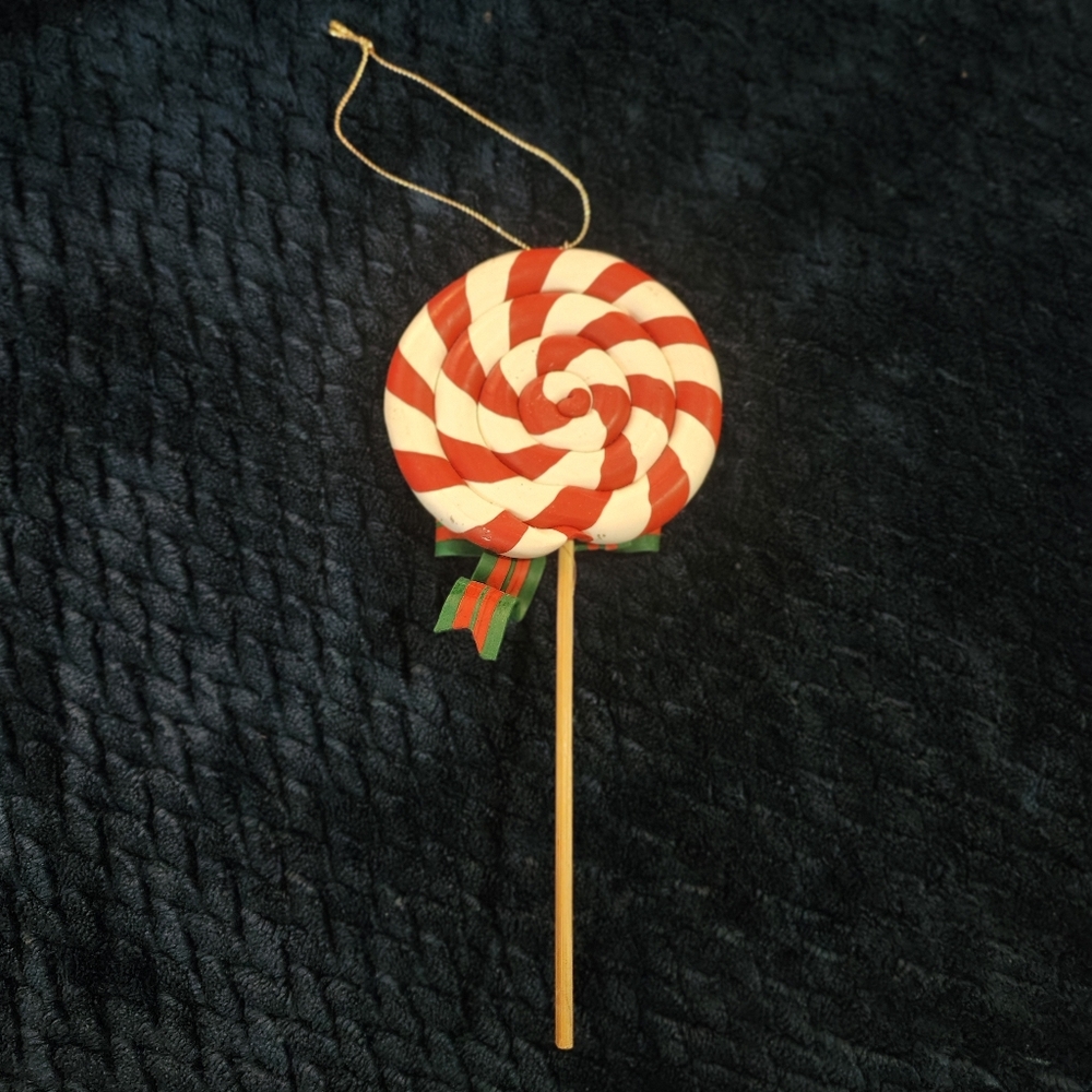 Large Red and White Swirl Lollipop Ornament